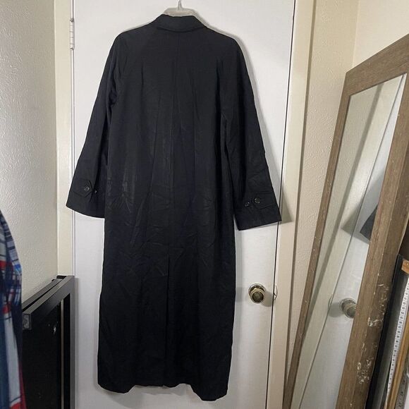Vintage Burberry Men Oversized Black Trench Coat size Medium Large - Picture 5 of 10